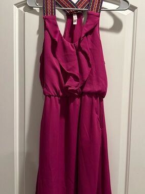Xhilaration Magenta Sleeveless Mini Dress with Embellished Straps